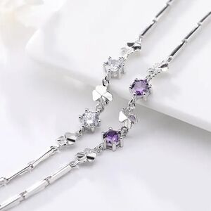 Women's bracelet 925 sterling silver  cubic Zirconia silver and purple